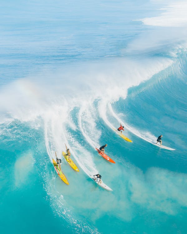 Surfistas disfrutando de las olas del mar