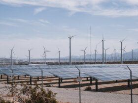 Turbinas eólicas y paneles solares para generación de energía renovable